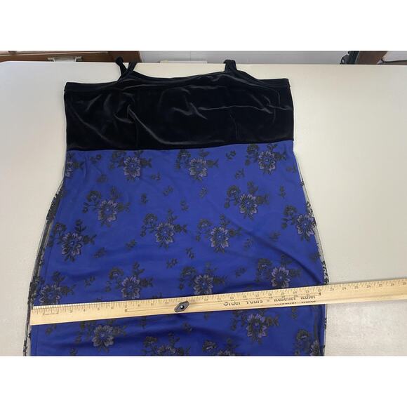 Gothic Romance Velvet & Lace Maxi Slip Dress 2X Blue Black 90s Rocket Candy - Picture 8 of 13